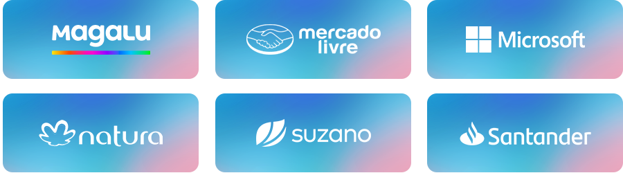 Magalu, Mercado livre, Microsoft, Natura, Suzano e Santander.